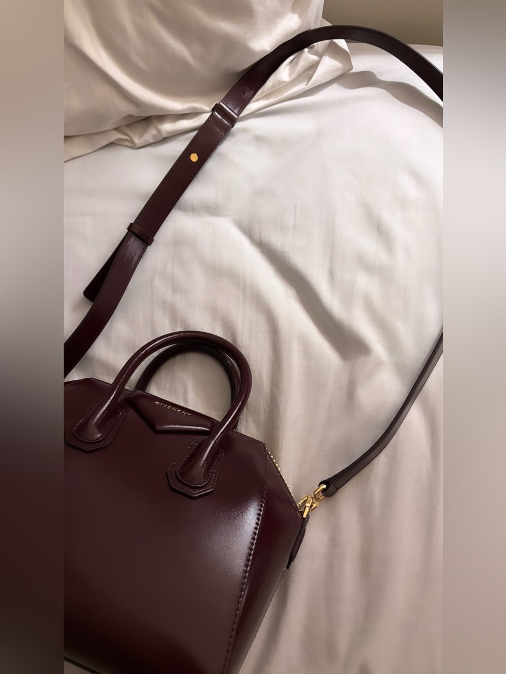 Givenchy Mini Antigona Top-Handle Bag in Burgundy - Picture 6 of 9